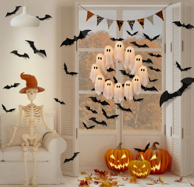 Glowing Ghost Door Wreath