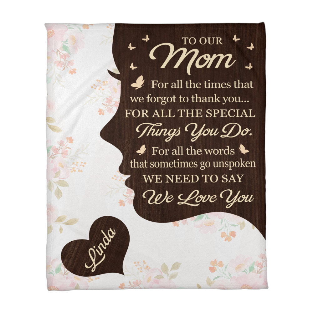 To Our Mom Personalized Blanket – Custom Mom Gift from Kids, Mother’s Day Gift for Mom, Sentimental Mom Throw Blanket with Name