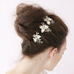 European Pearl & Crystal Leaf Bridal Hair Pin Set