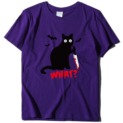Cat T-Shirt with Blood Dagger Design