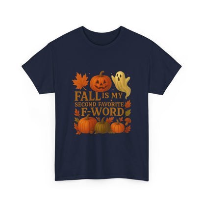 Funny Fall T-Shirt - Second Favorite F-Word - Pumpkin &amp; Ghost