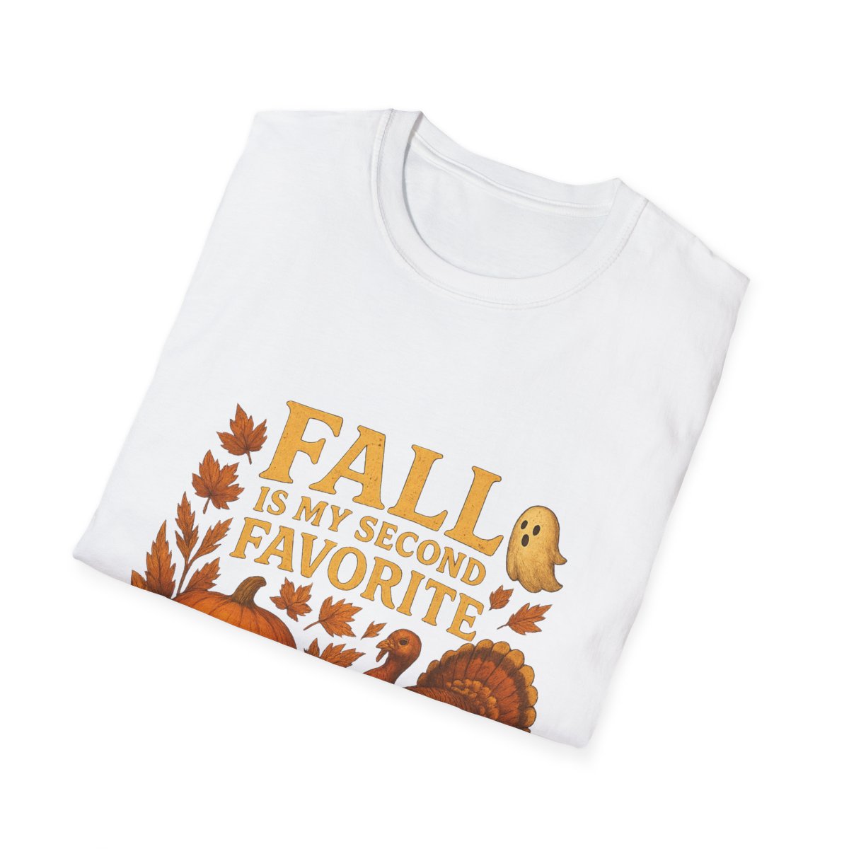 Funny Fall T-Shirt - Second Favorite F-Word (Pumpkin &amp; Turkey)
