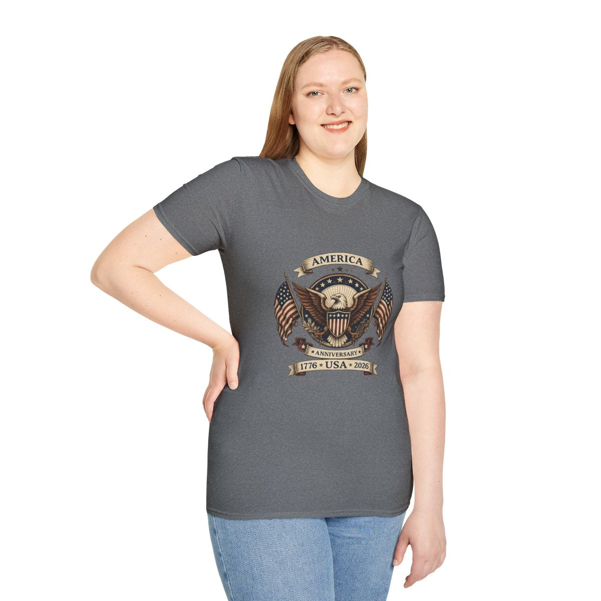 America 250th Anniversary Shirt – Patriotic Eagle Unisex Softstyle Tee