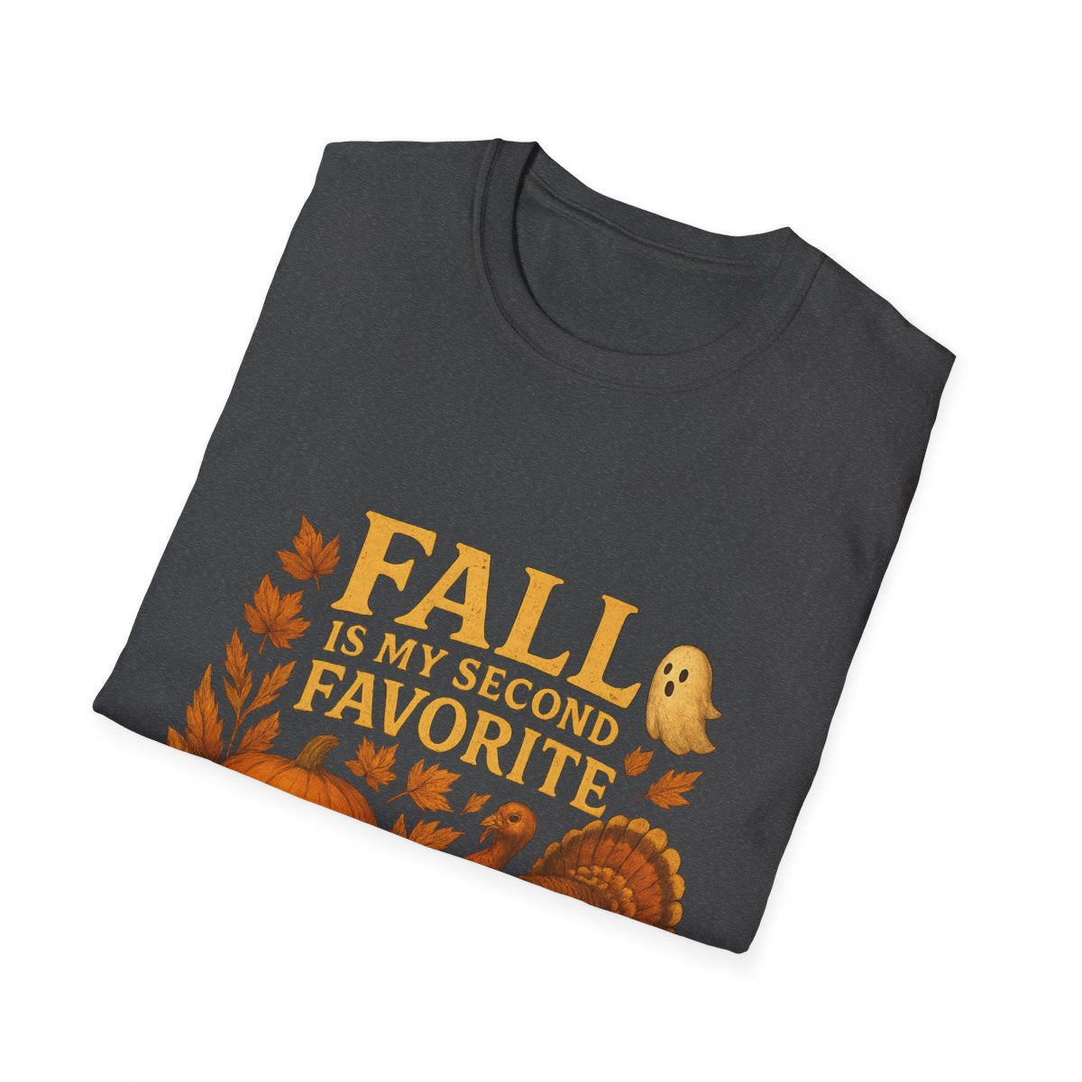 Funny Fall T-Shirt - Second Favorite F-Word (Pumpkin &amp; Turkey)