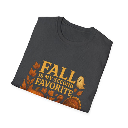 Funny Fall T-Shirt - Second Favorite F-Word (Pumpkin &amp; Turkey)