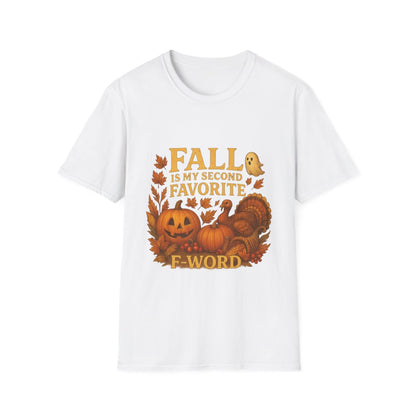 Funny Fall T-Shirt - Second Favorite F-Word (Pumpkin & Turkey)