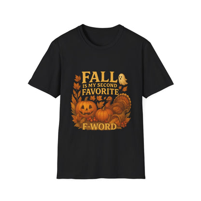 Funny Fall T-Shirt - Second Favorite F-Word (Pumpkin & Turkey)