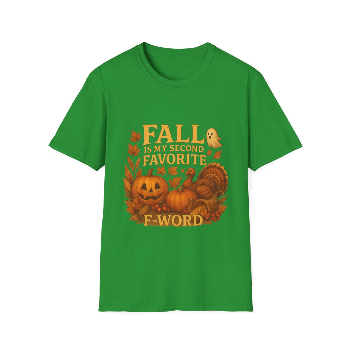 Funny Fall T-Shirt - Second Favorite F-Word (Pumpkin &amp; Turkey)