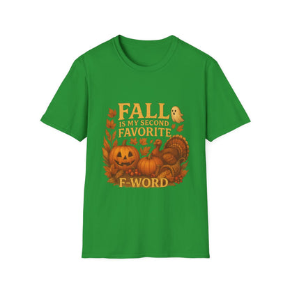 Funny Fall T-Shirt - Second Favorite F-Word (Pumpkin & Turkey)