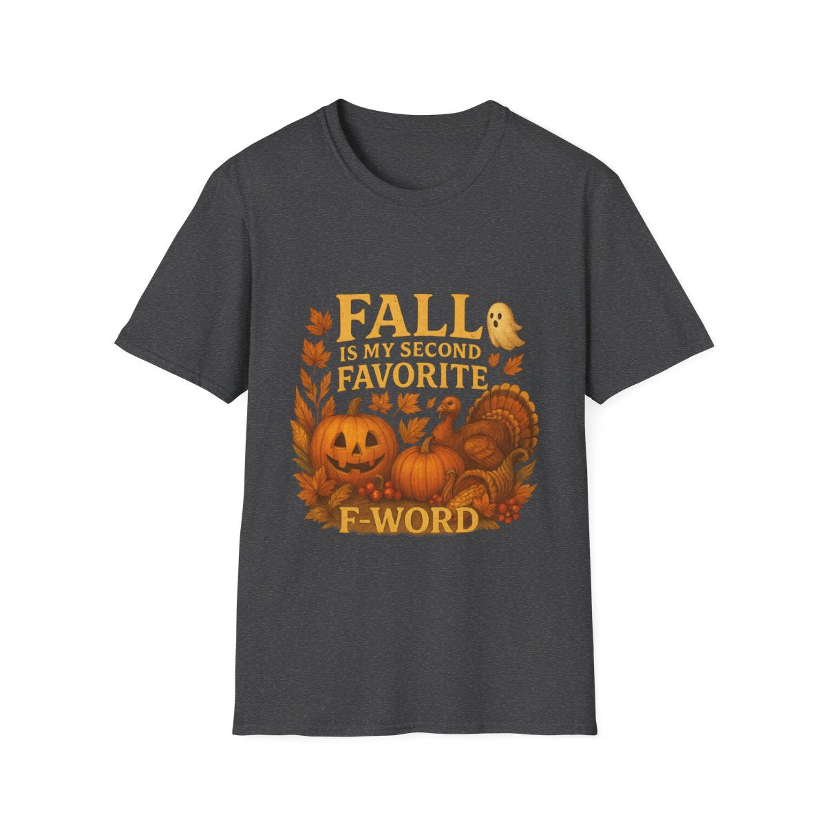 Funny Fall T-Shirt - Second Favorite F-Word (Pumpkin &amp; Turkey)