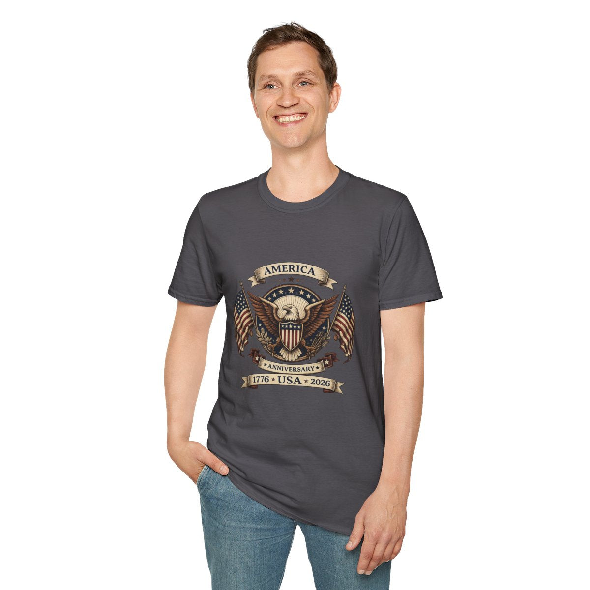 America 250th Anniversary Shirt – Patriotic Eagle Unisex Softstyle Tee