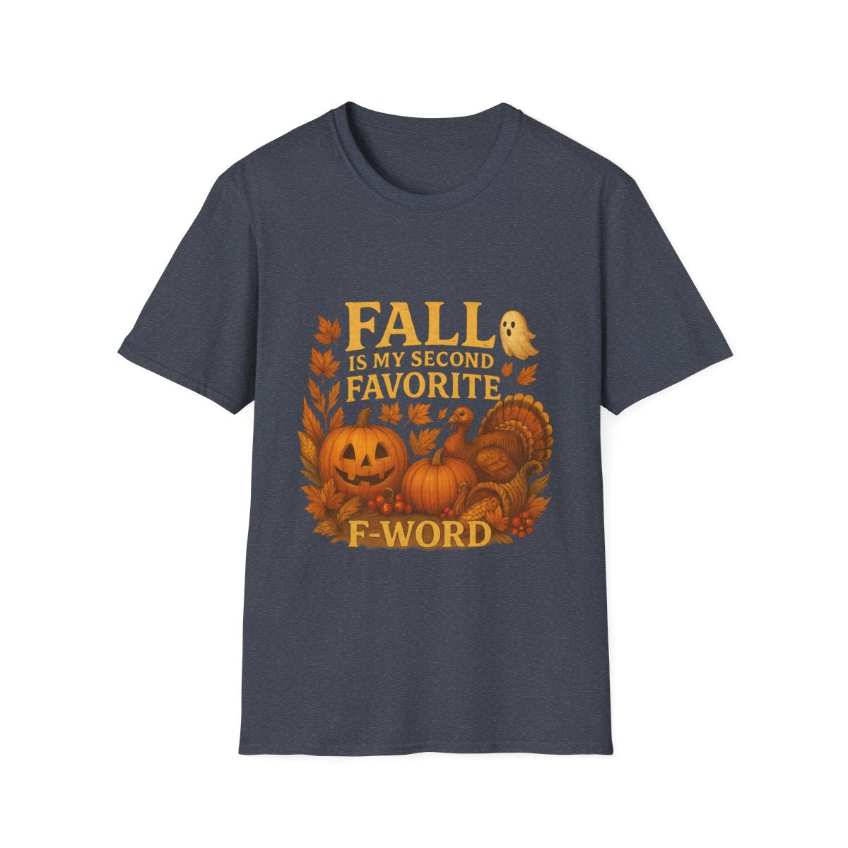 Funny Fall T-Shirt - Second Favorite F-Word (Pumpkin &amp; Turkey)
