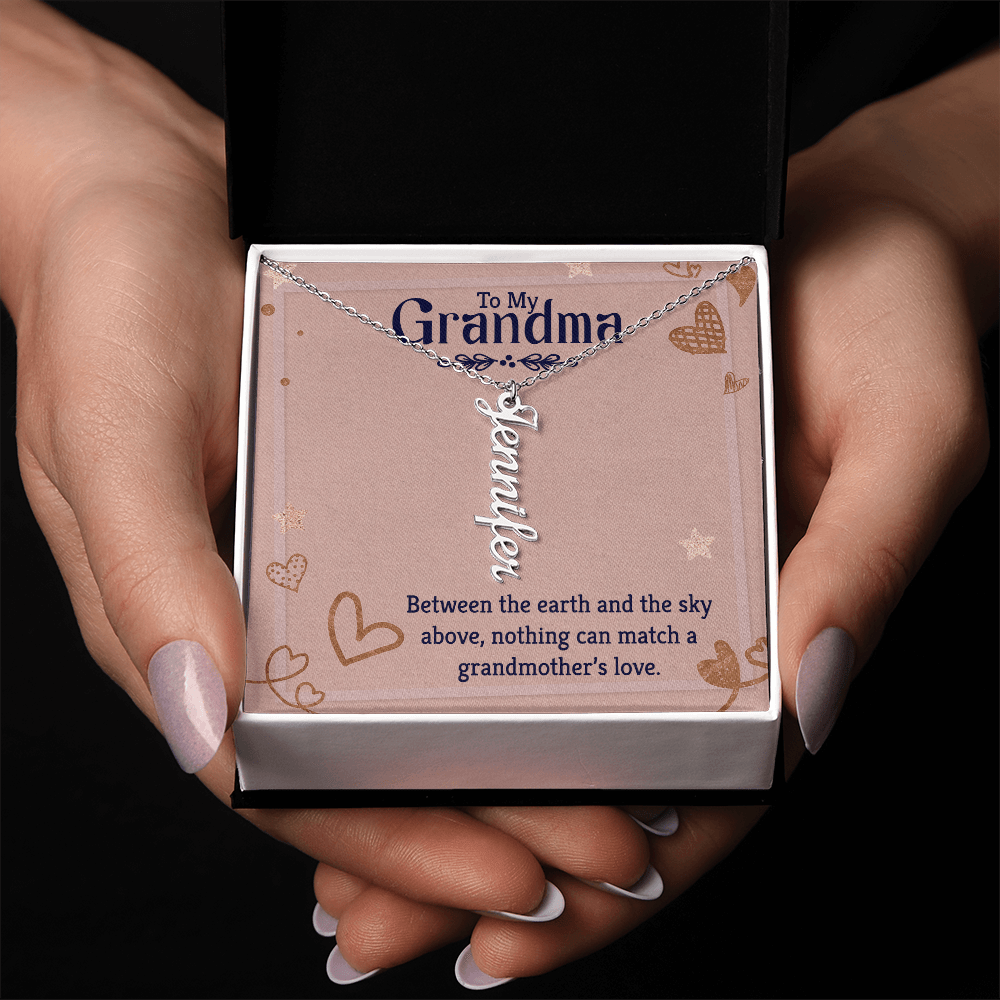 Vertical Name Necklace for Grandma – Personalized Pendant, Custom Engraved Jewelry Gift - Whimsical Shoppe
