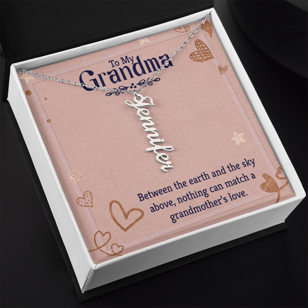 Vertical Name Necklace for Grandma – Personalized Pendant, Custom Engraved Jewelry Gift - Whimsical Shoppe