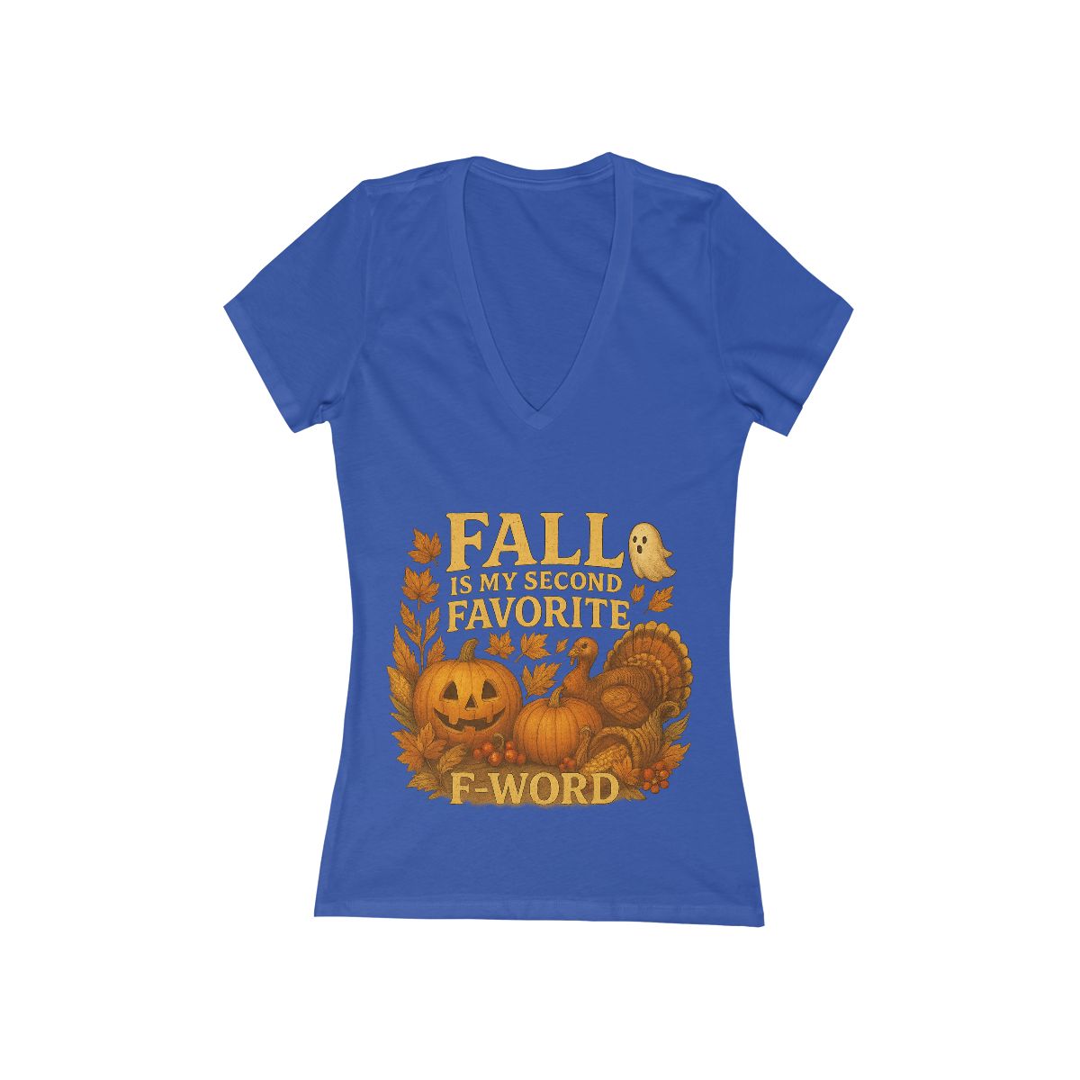 Funny Fall T-Shirt - Second Favorite F-Word (Pumpkin &amp; Turkey)