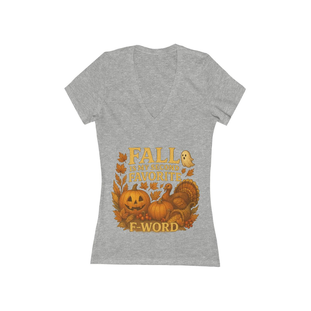 Funny Fall T-Shirt - Second Favorite F-Word (Pumpkin &amp; Turkey)