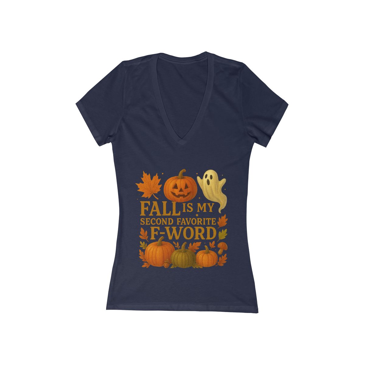 Funny Fall T-Shirt - Second Favorite F-Word - Pumpkin &amp; Ghost