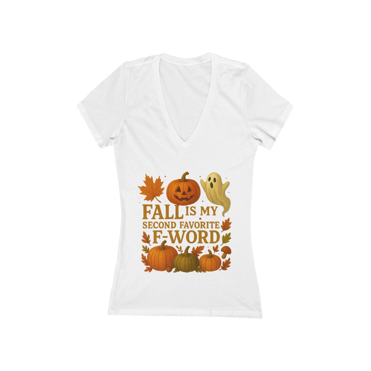 Funny Fall T-Shirt - Second Favorite F-Word - Pumpkin &amp; Ghost