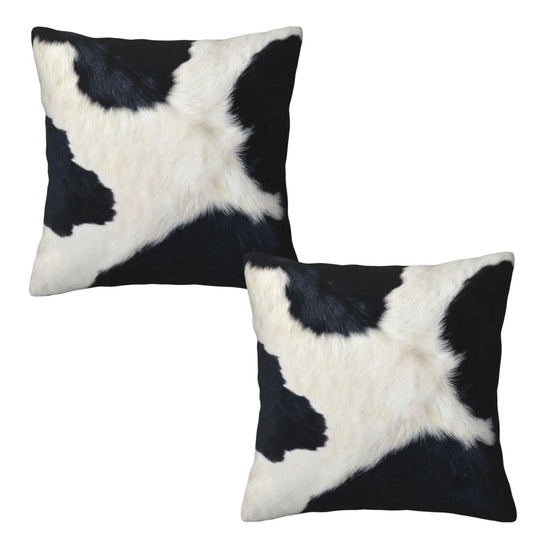 Western Cow Print Faux Fur Throw Pillow Covers 20in x 20in