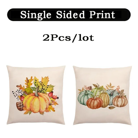 Thanksgiving Pumpkin & Harvest Pillow Covers Set of 2